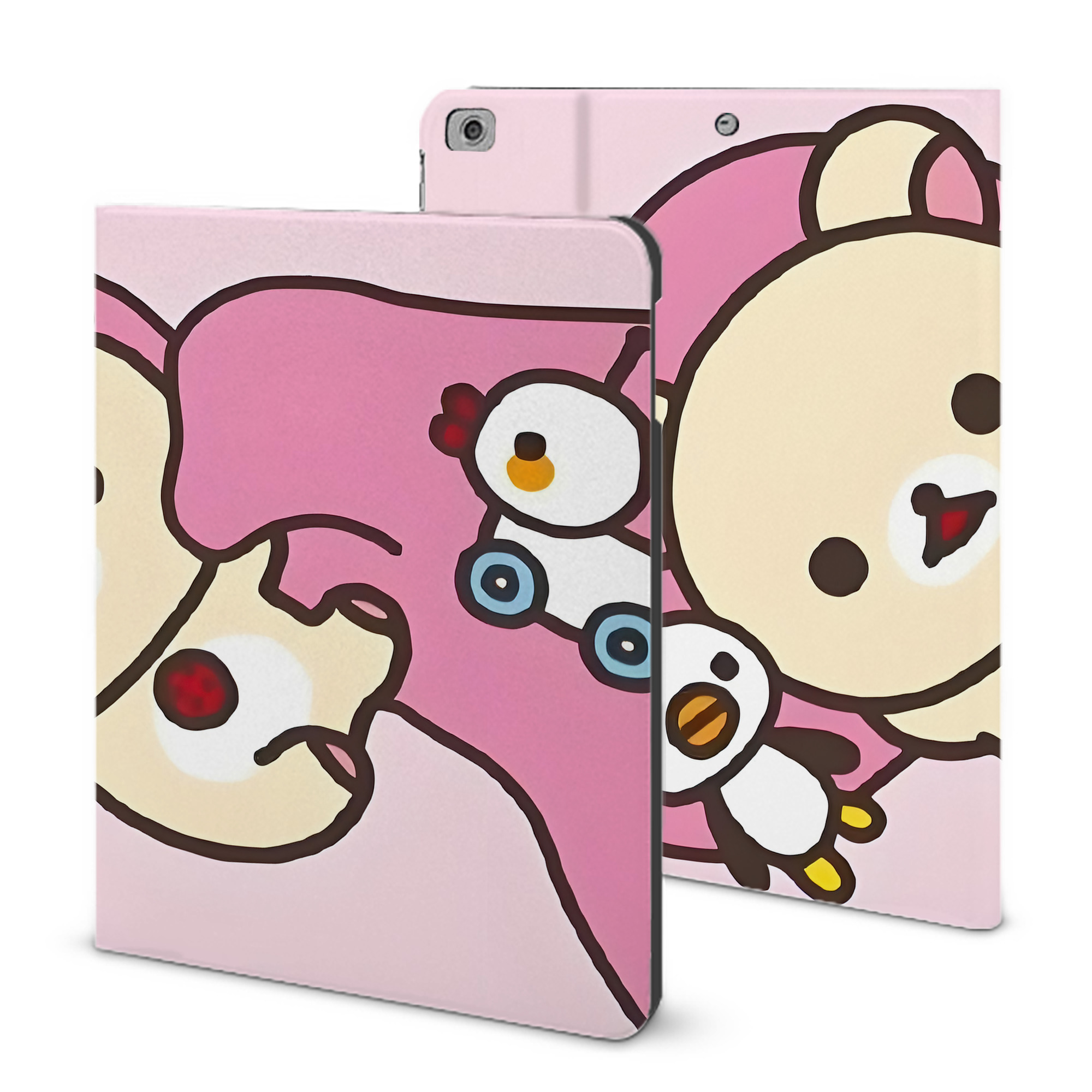 （画像用） リラックマ リラックマ キイロイトリ Rilakkuma Korilakkuma Kiiroitori IPad ケース ブック型 PUレザー TPU 耐衝撃 軽量 薄型 ペン収納なし 全面保護 IPad 各モデル対応